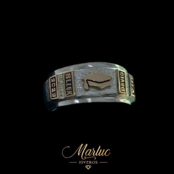 Anillo De Grado En Oro 14k y Plata