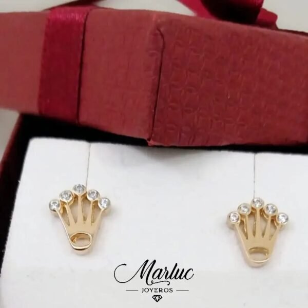 Aretes Corona 18k Ley 750 - Image 3